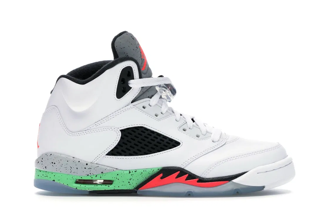 Детские кроссовки Lifestyle с принтом Jordan 5 Retro, White/Infrared 23-Light Poison Green-Black