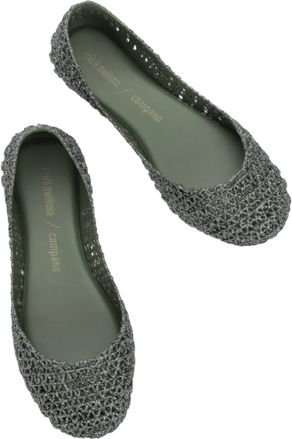 Детские туфли лодочки с блестками Campana Zigzag Mini Melissa, Glitter Green — фото 3