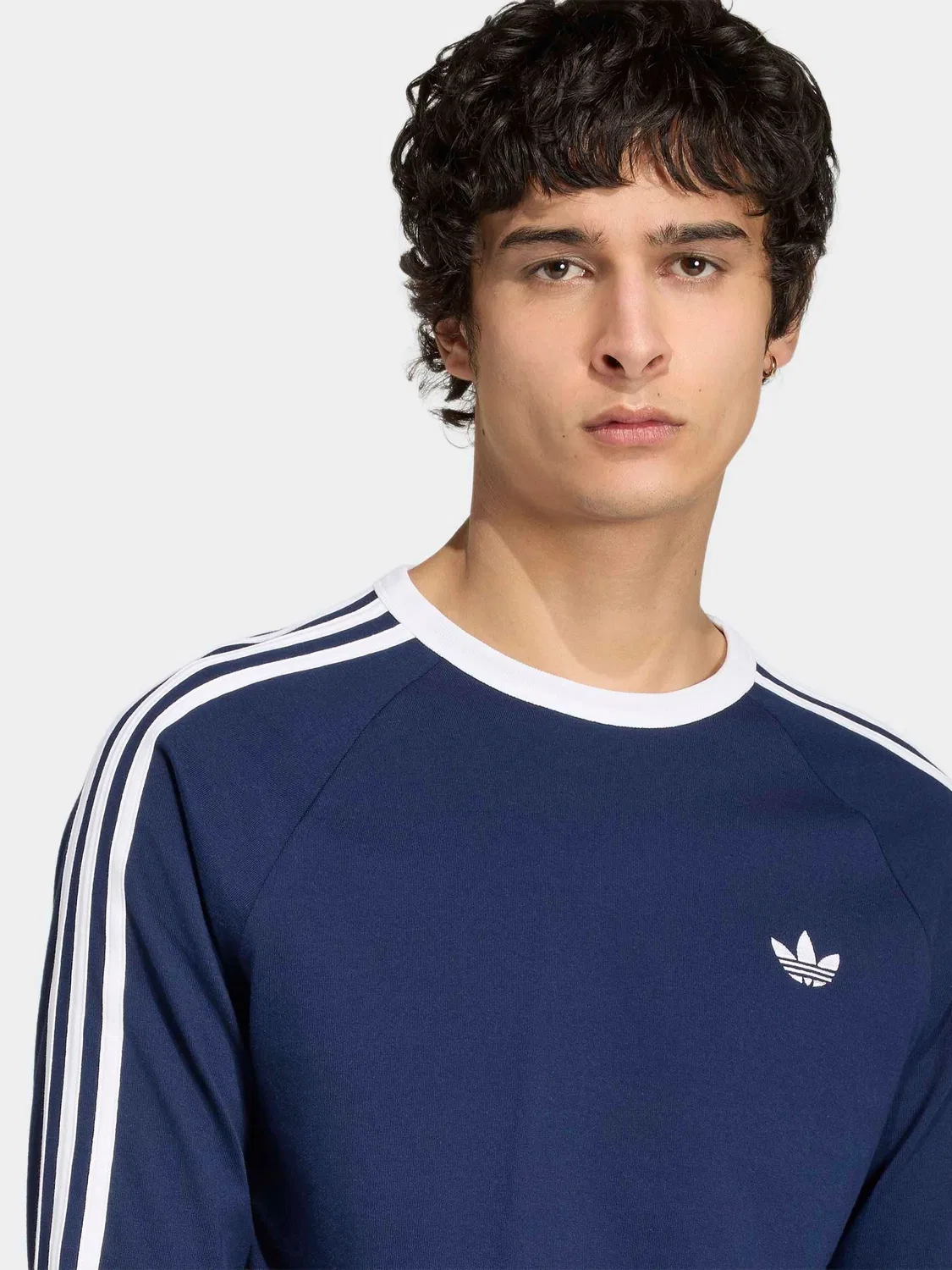 Футболка с длинным рукавом, 3-Stripes, adidas Originals, синий — фото 3