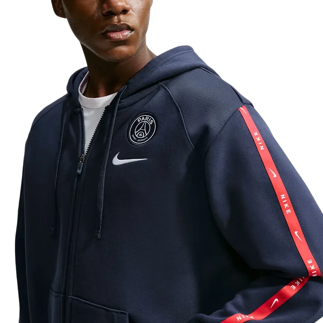 Мужское худи для футбола Paris Saint-Germain City Side Full-Zip Fleece Hoodie 'College Navy White' Nike, College Navy/White — фото 2