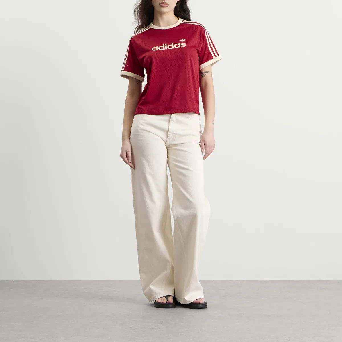 Футболка из сетки с принтом Mesh t-shirt Adidas, Team Victory Red & Warm Vanilla — фото 4