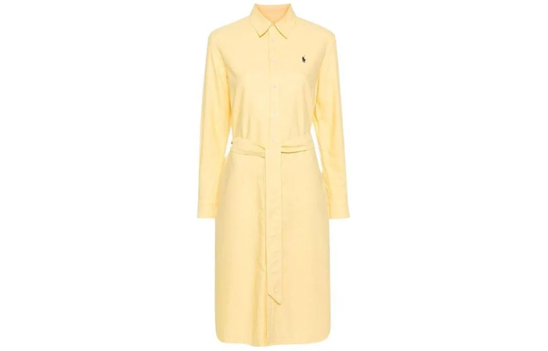 Платье-рубашка с вышивкой пони, Polo Ralph Lauren, Yellow