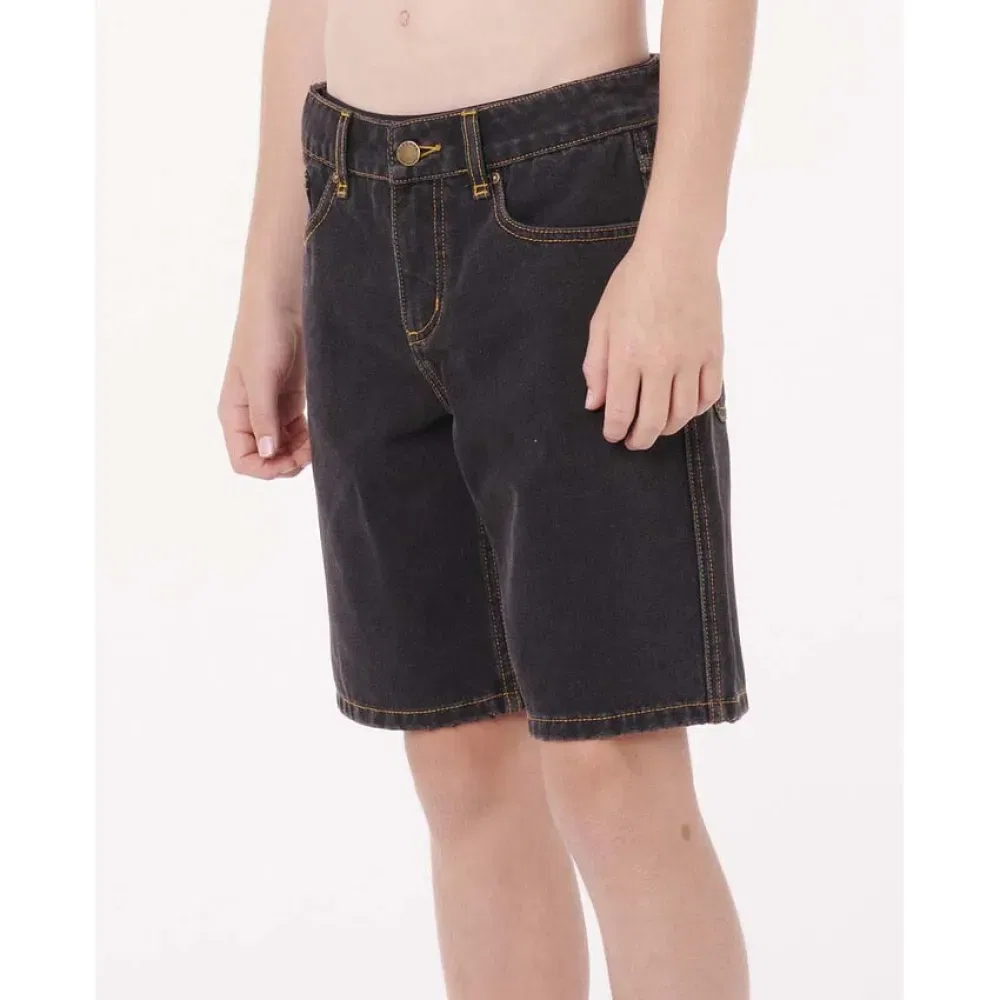 Детские джинсовые шорты для мальчиков свободного кроя Hyped Up Denim Walkshort Rip curl, Black — фото 4