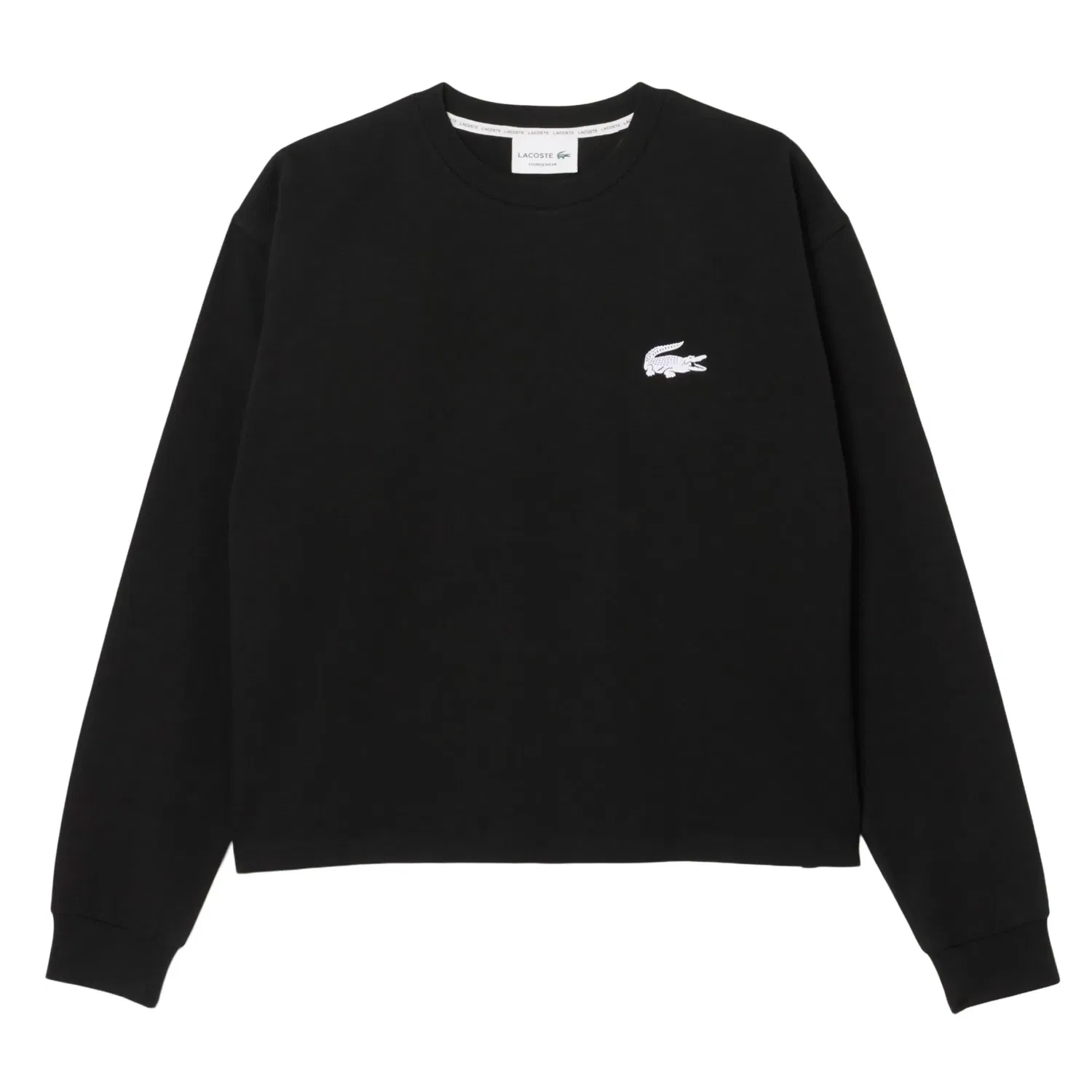 Свитшот женский Lacoste Schwarz/Weiß, с логотипом, черно-белый