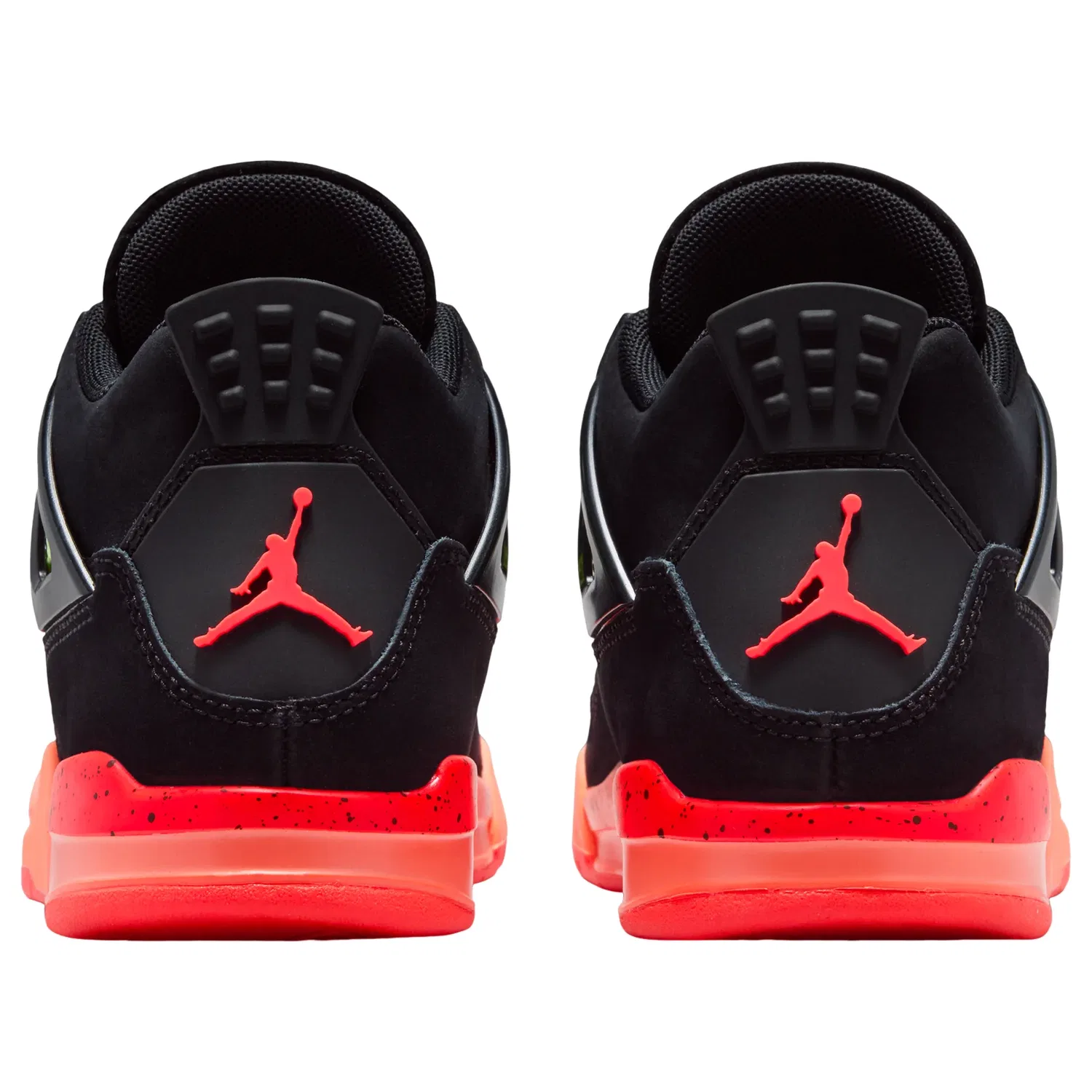 Детские кроссовки с кожаным верхом Air Jordan 4 Retro 'Black Infrared Barely Volt' Jordan, Black/Bright Mango/Barely Volt/Infrared — фото 3
