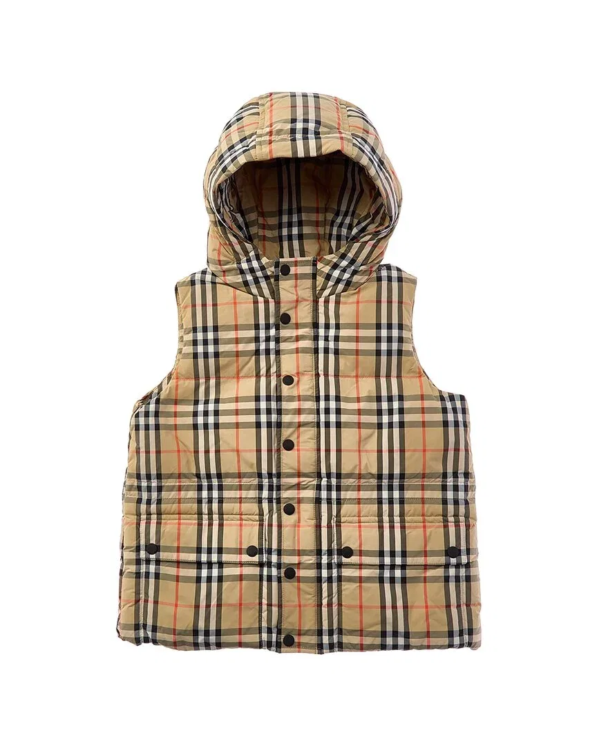 Детский пуховый жилет Burberry Check Puffer Down Gilet, коричневый