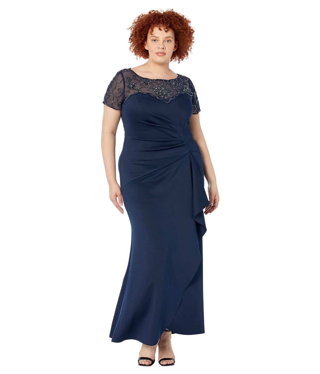 

Платье XSCAPE, Long Scuba Dress with Ruching, Ruffles and Beading