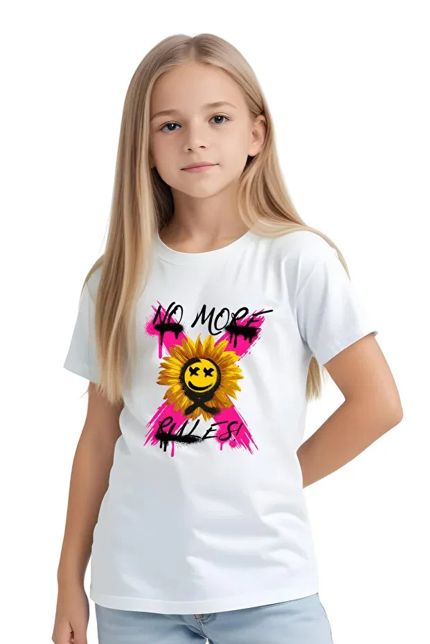 Детский набор футболок для девочек с принтом Panios Kids, Pink-Gray-White-Black-Fuchsia — фото 4