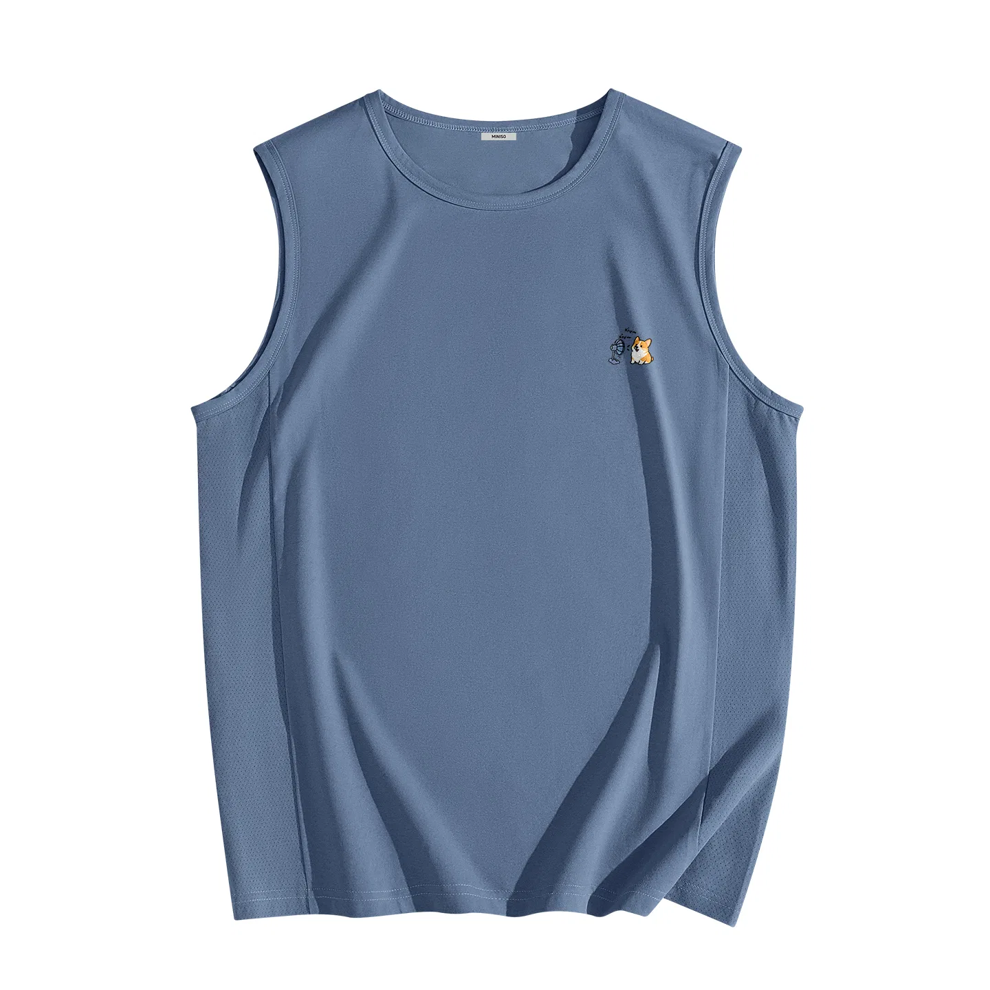 Детская майка без рукавов с принтом Corgi Chest Logo MINISO, Manor Blue (Mb Corgi Chest Logo)