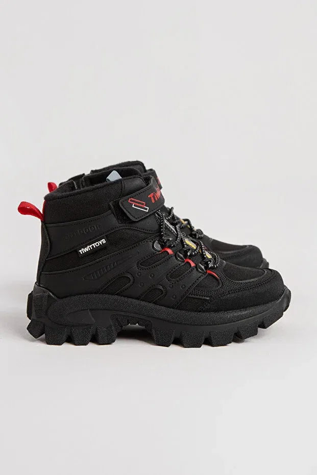 Детские ботинки для девочек с коротким каблуком Tonny Black, Black Red