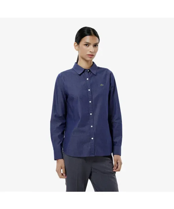 Рубашка джинсовая Lacoste 36L, классическая, синяя
