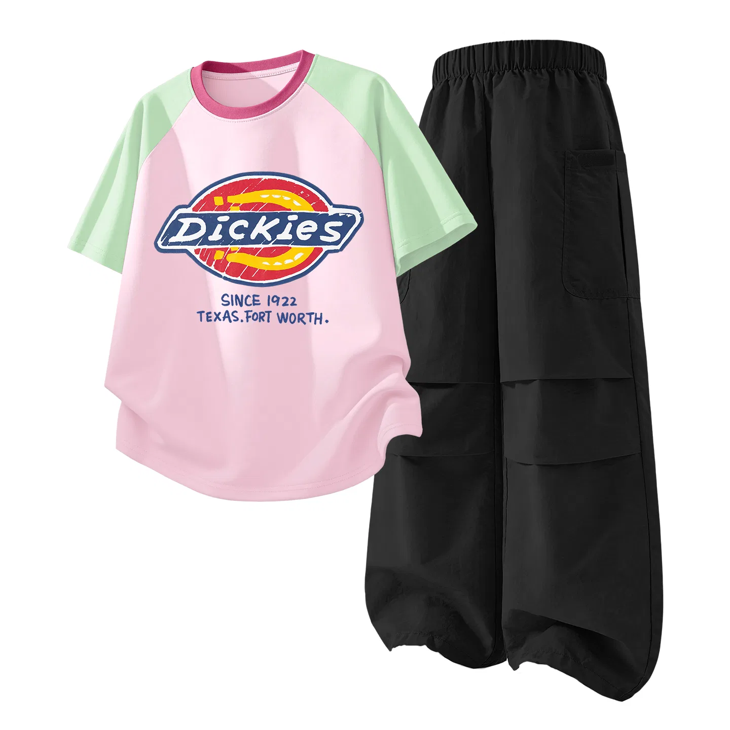 Детский спортивный комплект из 2 предметов с принтом Dickies, Green Pink/Black