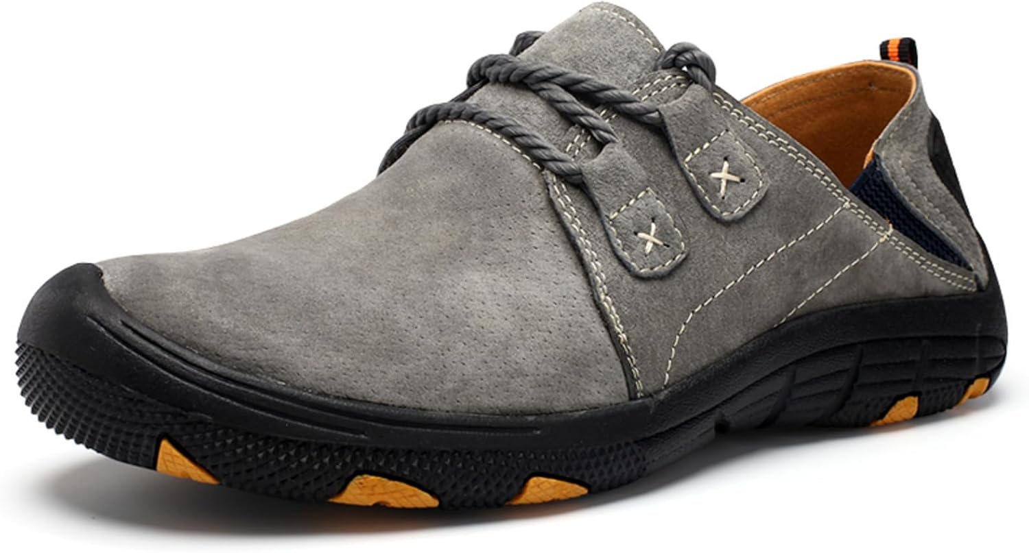 

Мужские премиальные кожаные кроссовки - лоферы и оксфорды, ручная работа, дышащая подкладка, многофункциональные для вождения, походов, прогулок на свежем воздухе и модных прогулок Khwfjas, серый