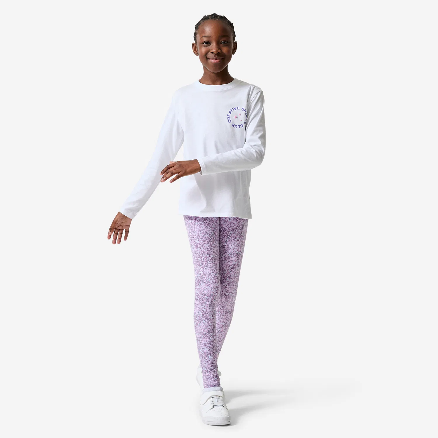 Детские леггинсы с принтом Leggings Madchen Baumwolle Decathlon, Fliederrosa — фото 2