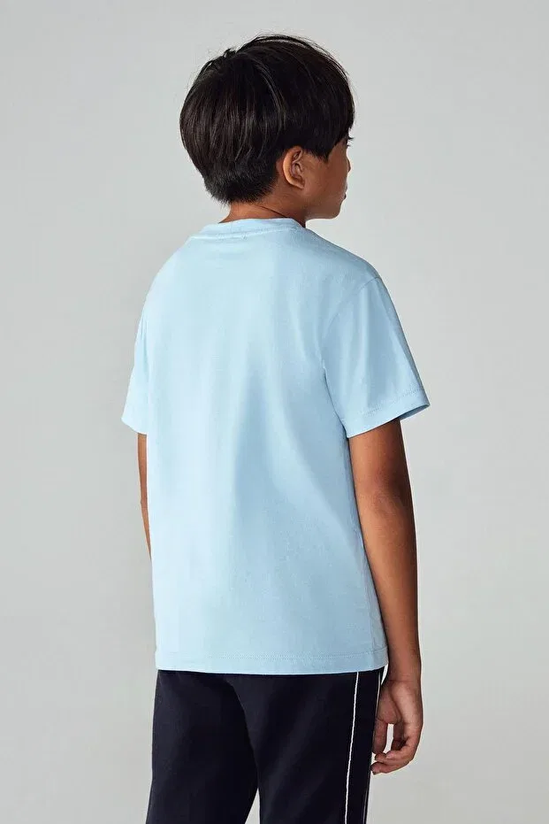 Детская футболка для мальчиков хлопковая Bg Store Boy's Light Blue T-Shirt 23pfwsw1568 Swatsky, Light Blue — фото 3