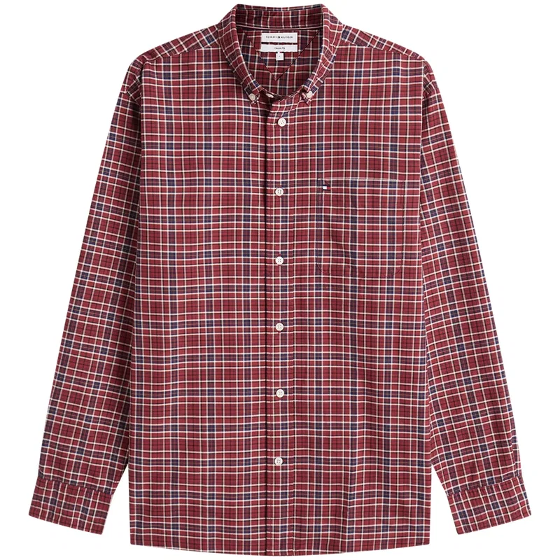 Мужская рубашка с принтом Tommy Hilfiger, Red Blue White Plaid — фото 3