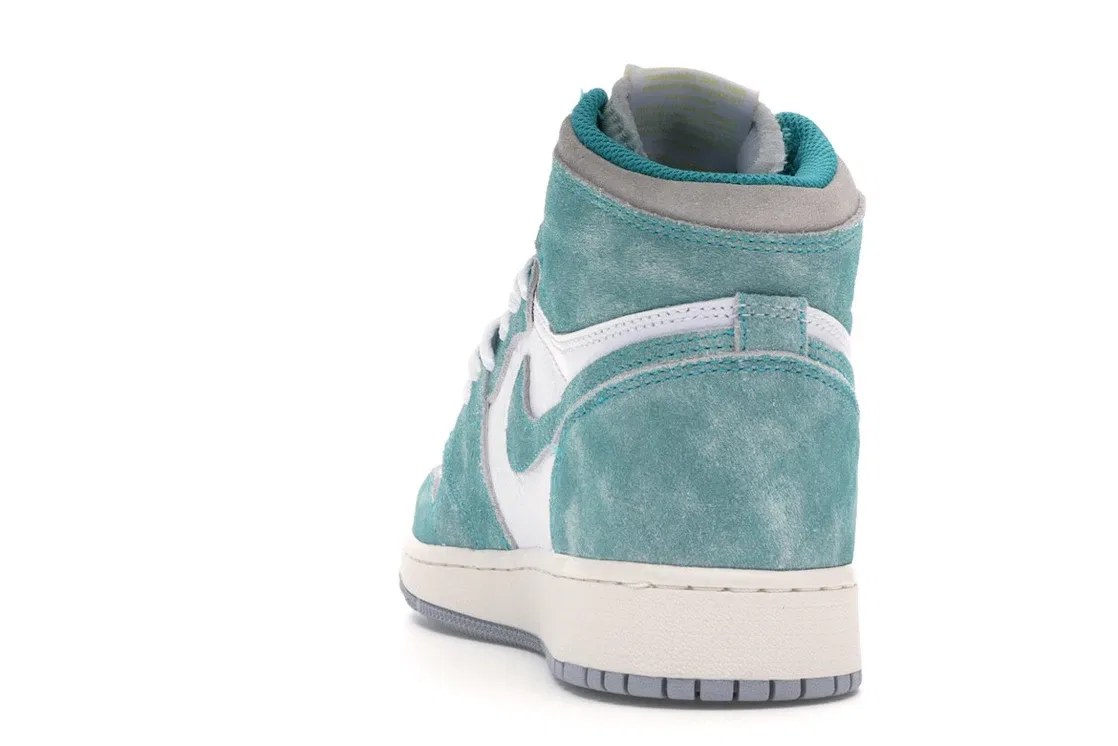 Детские кроссовки lifestyle с принтом Jordan 1 Retro High Turbo Green, Turbo Green/Sail-White-Light Smoke Grey — фото 4