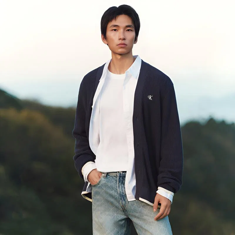 Детский джемпер с V-образным вырезом Calvin Klein, P7E-Hero Gray — фото 4