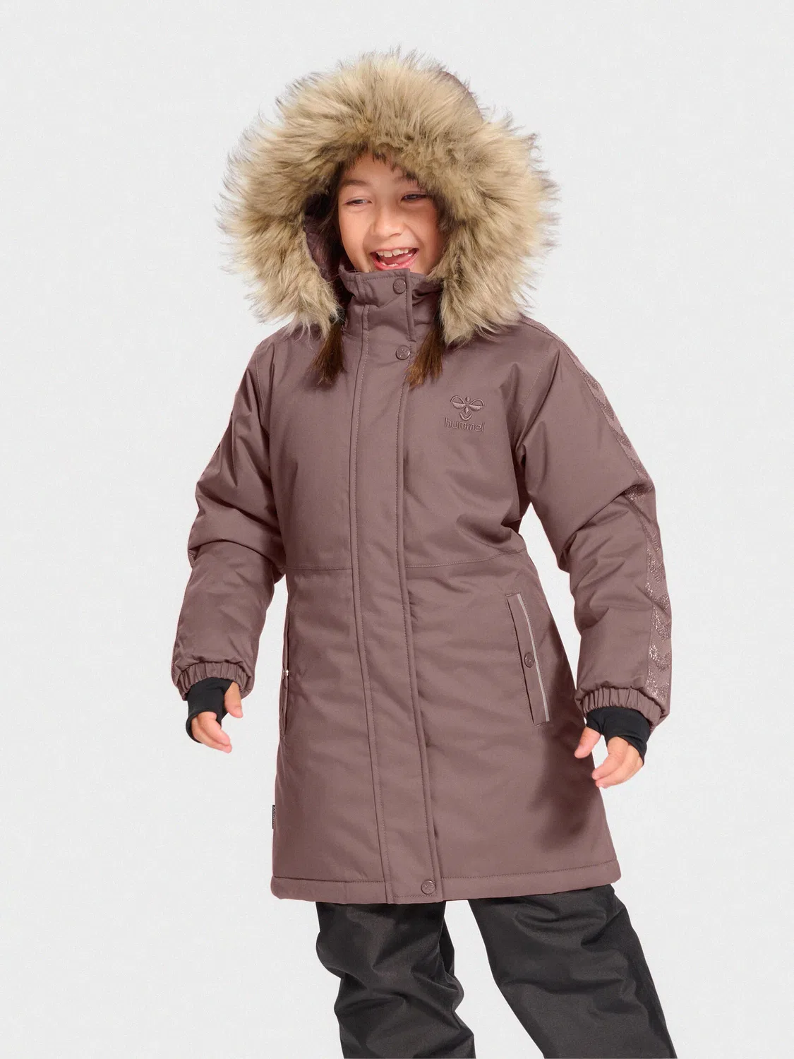 Детская куртка с принтом Hmlleaf Lifestyle Hummel, Carbongrau Taupebeige