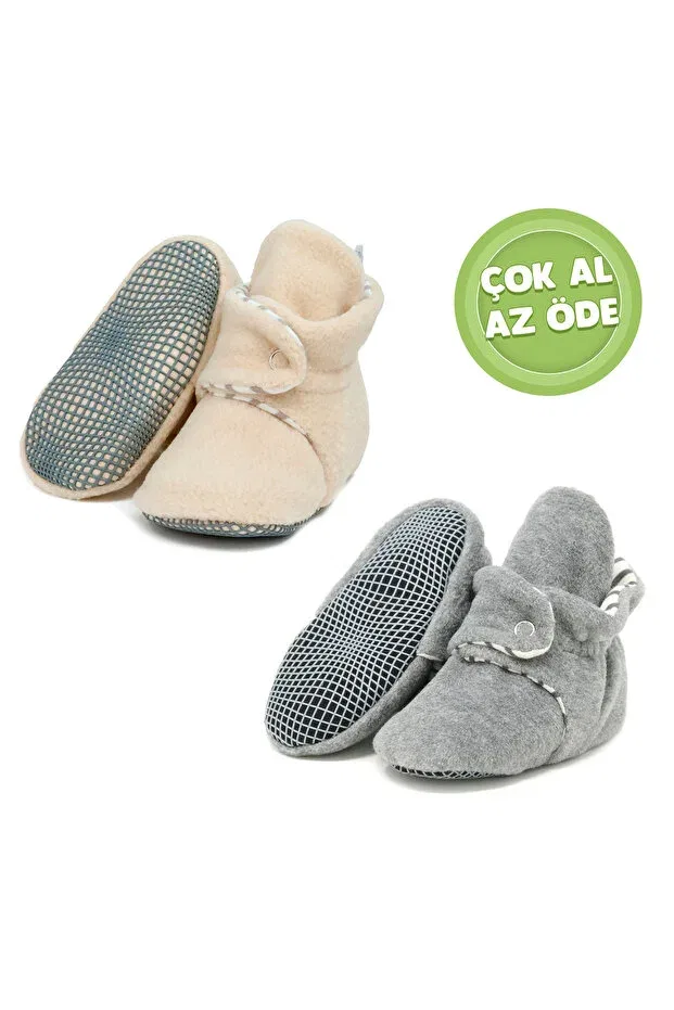 Детские тапочки на нескользящей подошве с начесом Ella Bonna, Gray-Beige