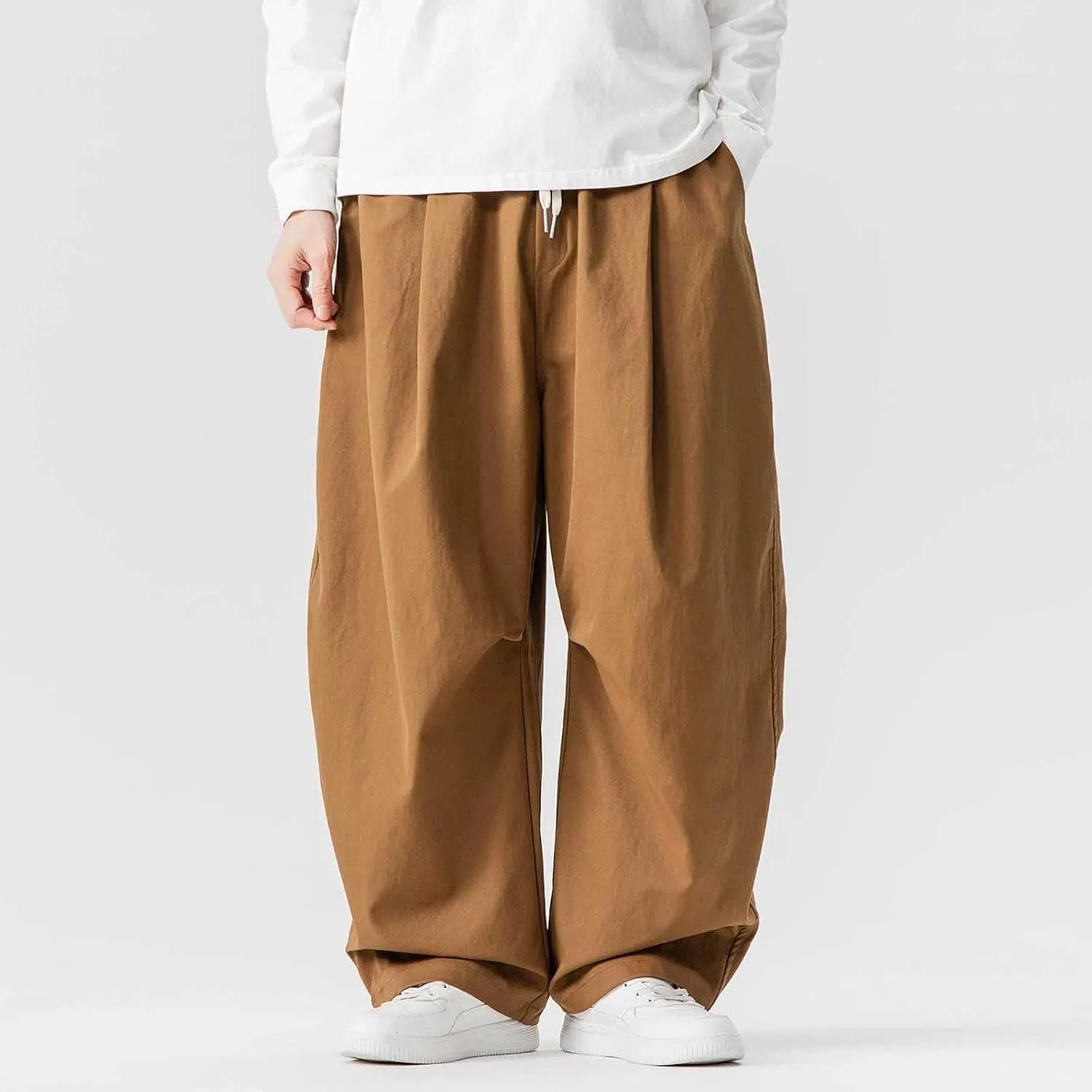 Мужские свободные брюки с эластичным поясом, модель Hippie Pant, хаки — фото 2