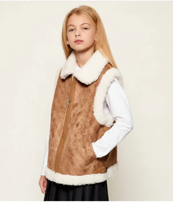 Детское пальто без рукавов Regular Fit Shearling Guess, коричневый