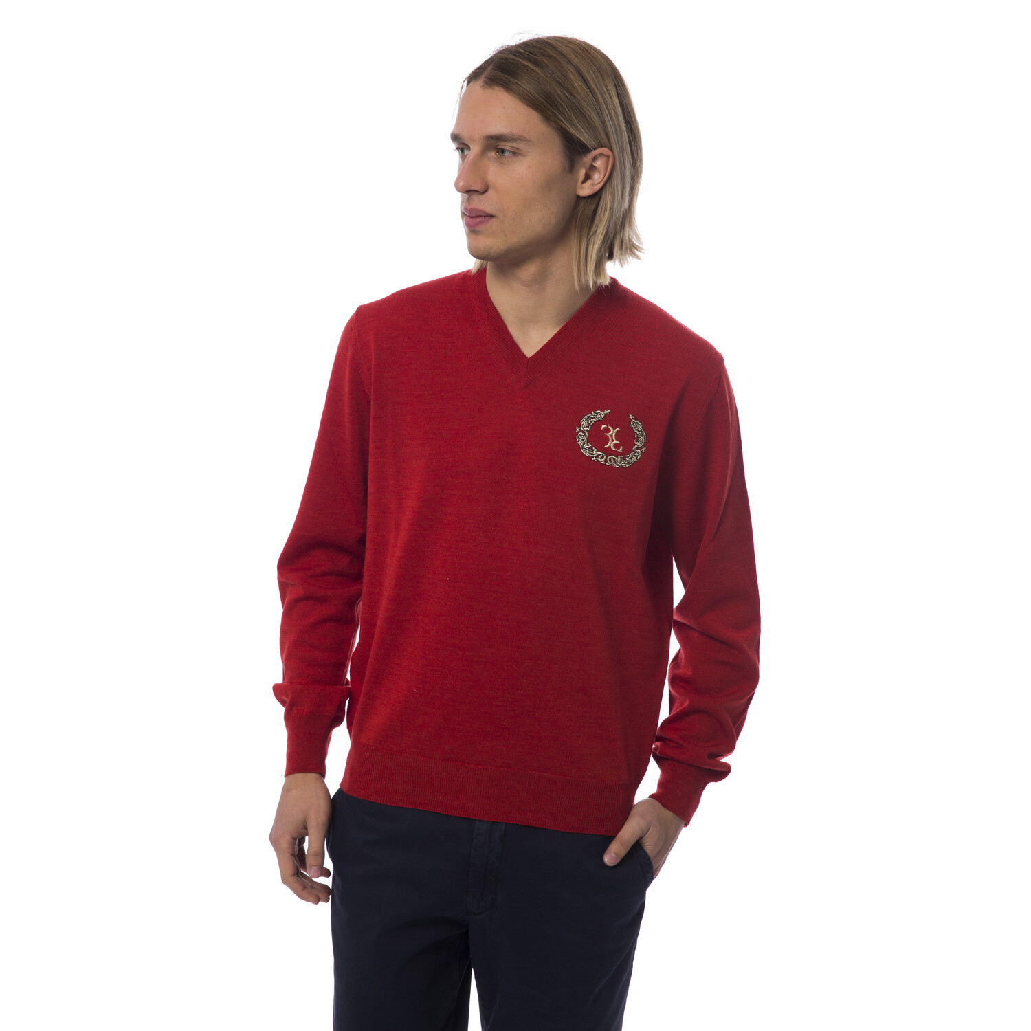 

Свитер Billionaire V Neck F12 Logo Gold, красный