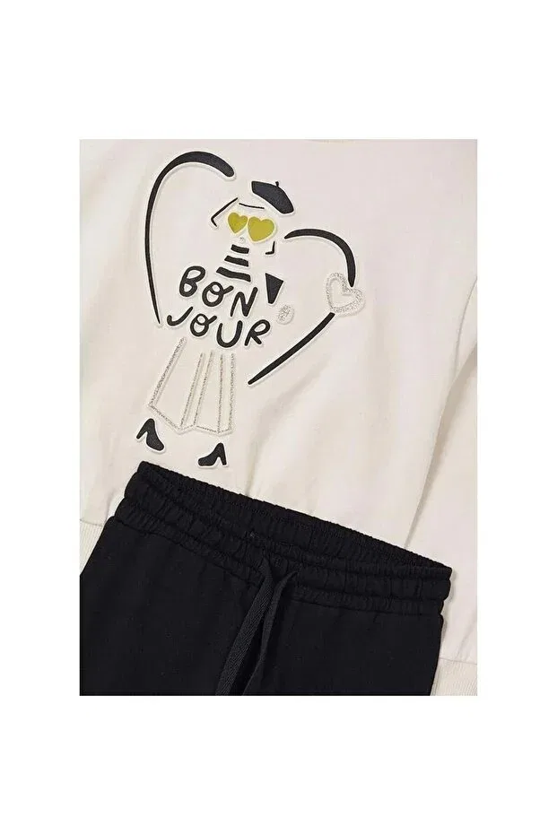 Детский спортивный костюм для девочек с принтом 4887 Mayoral, Beige Black — фото 2