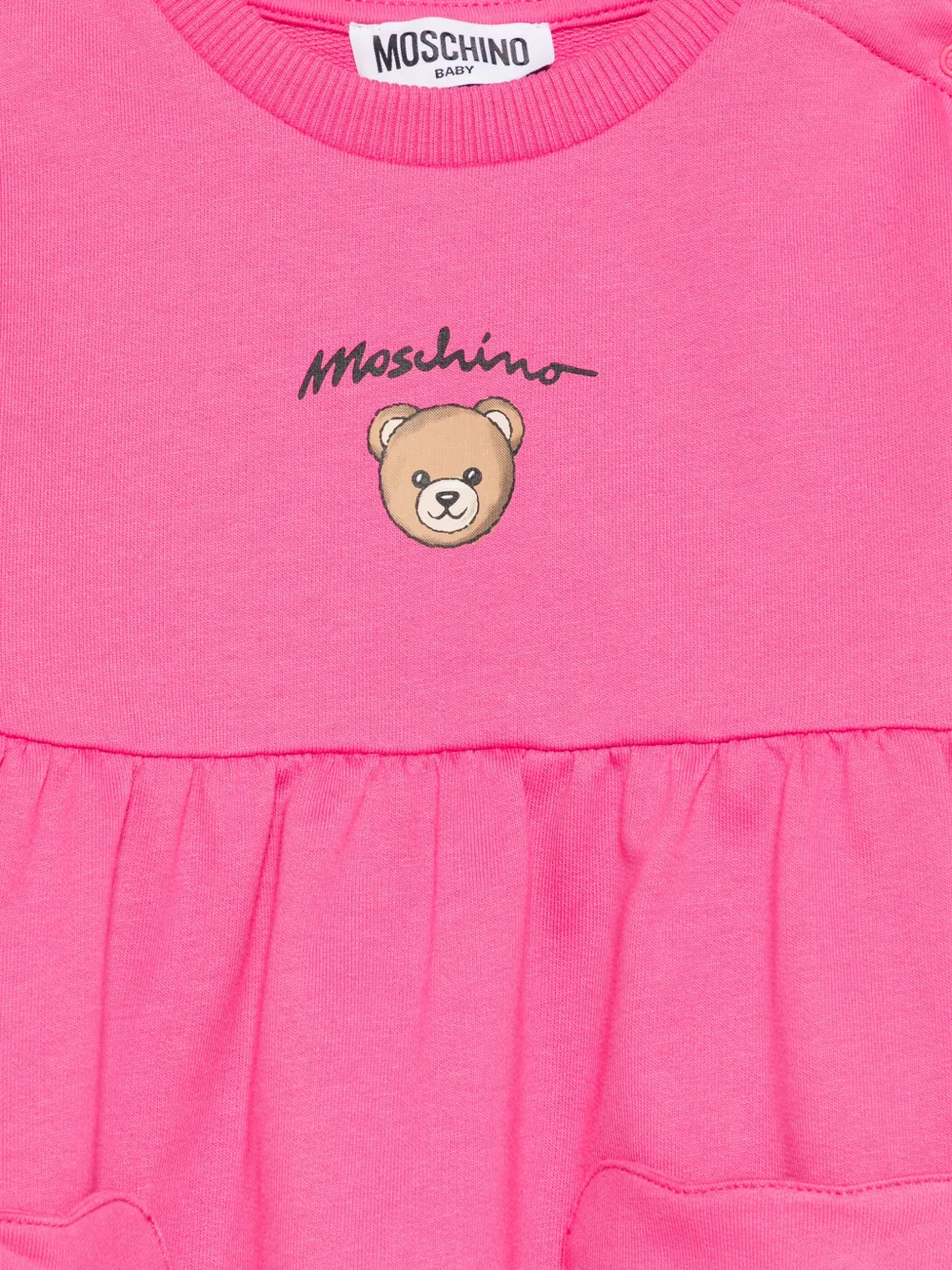 Платье с карманом и принтом в виде медвежонка Moschino Kids, розовый — фото 3