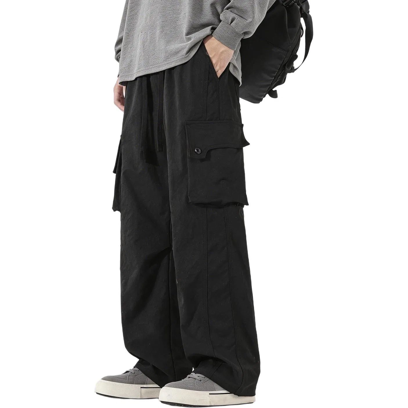 Детские спортивные брюки карго свободного кроя Tonlion, Black