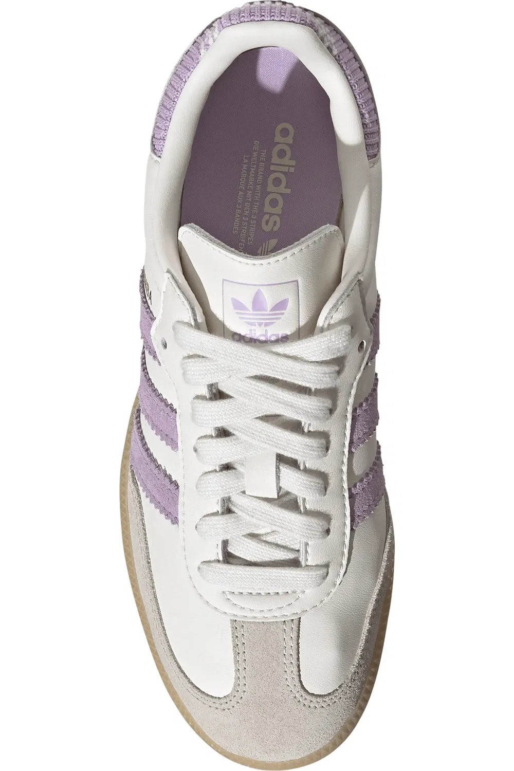 Детские кеды футбольные с низким профилем Samba OG adidas, Cloud White/Plum/Gum 3 — фото 4