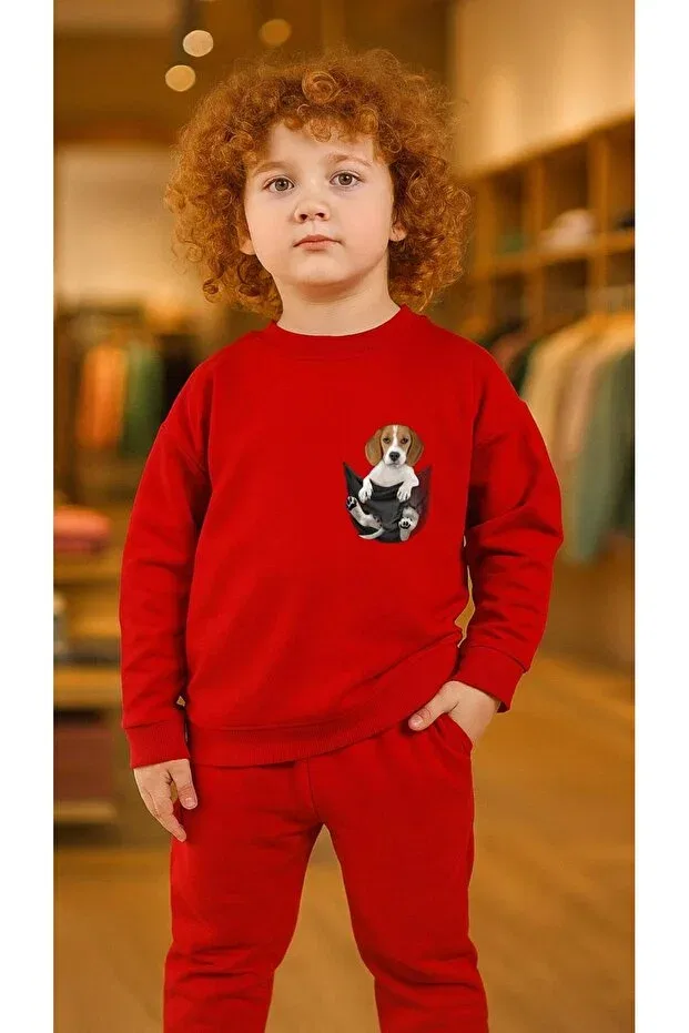 Детские свитшот для девочек с принтом Cep Dog Playwear, Red