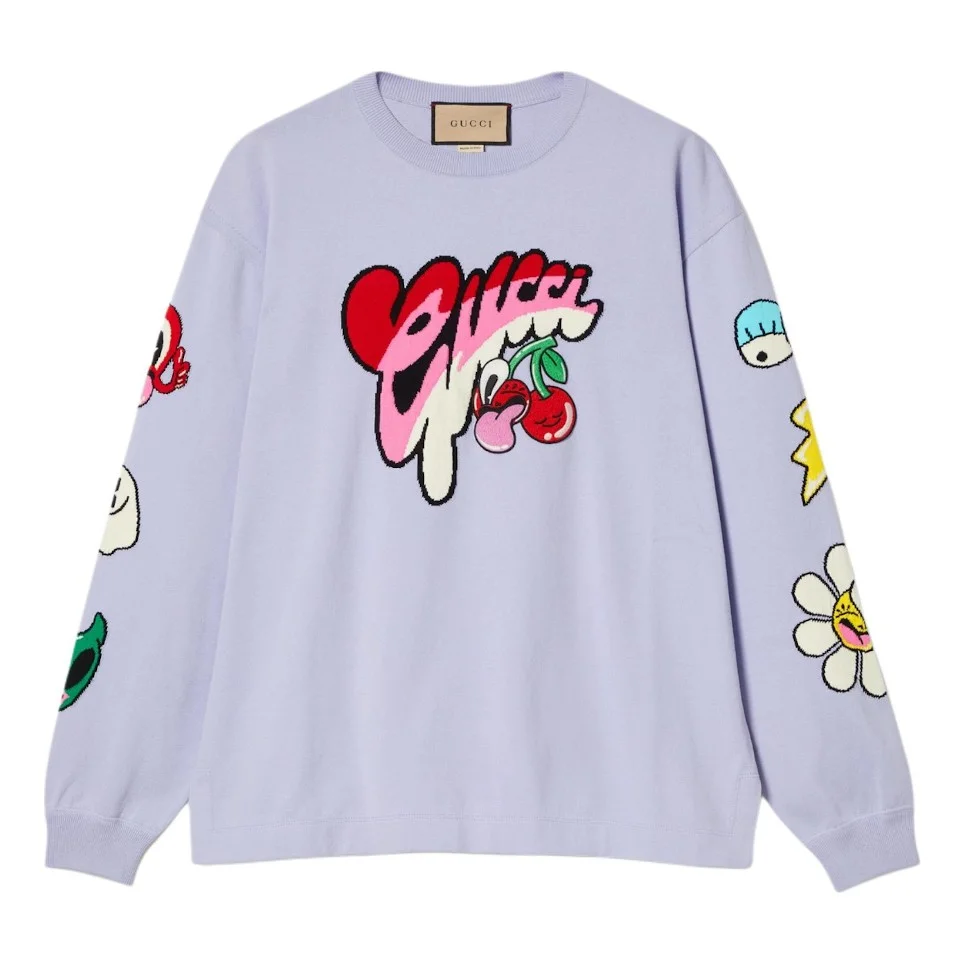 Свитшот Gucci FW24 Cartoon Logo Sweatshirt, Светло-фиолетовый