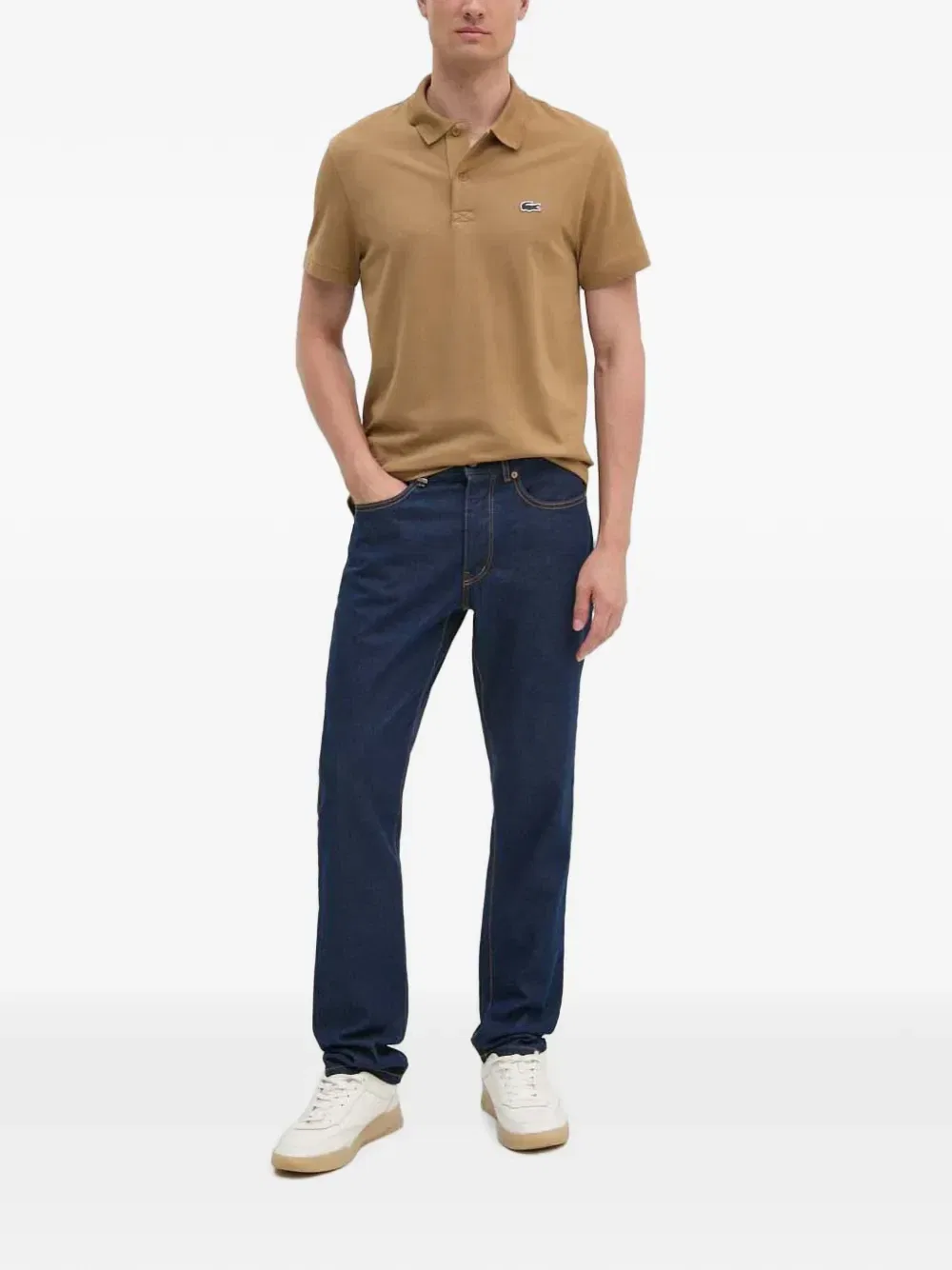 Рубашка-поло с нашивкой-логотипом Lacoste, бежевый — фото 2