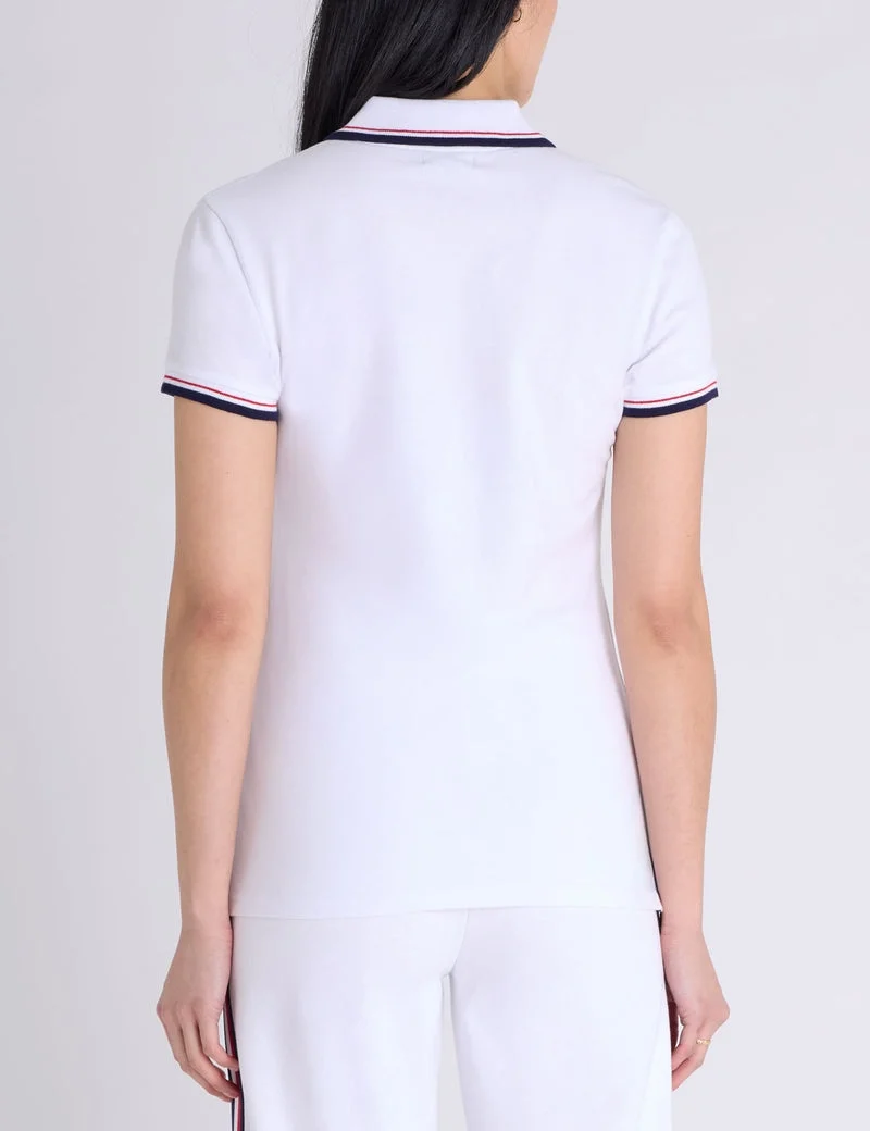 Женская футболка-поло U.S. Polo Assn. Signature Stripe Zip Placket, белый — фото 2