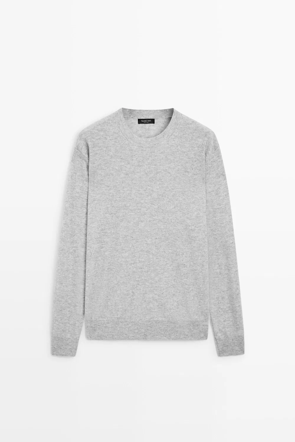 Свитер Massimo Dutti Wool Blend Round Neck Knit, серый меланж — фото 2