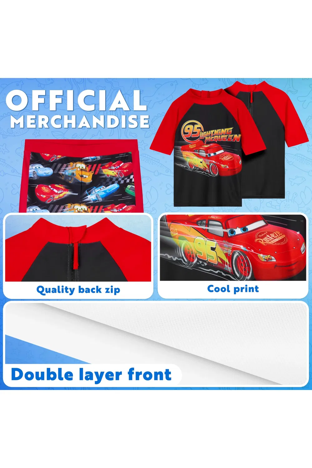 Детский купальный костюм 2 предмета Lightning McQueen Disney, мультиколор — фото 4