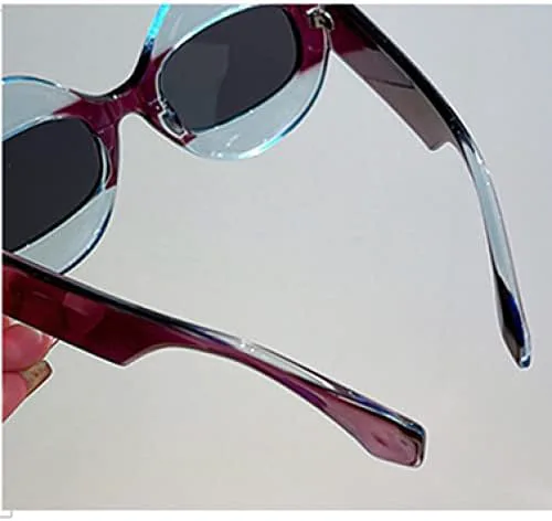 

Большие овальные солнцезащитные очки для женщин в стиле хип-хоп, разноцветные солнцезащитные очки с защитой от УФ-излучения UV400 MTZJH, Black Grey-blue Pink