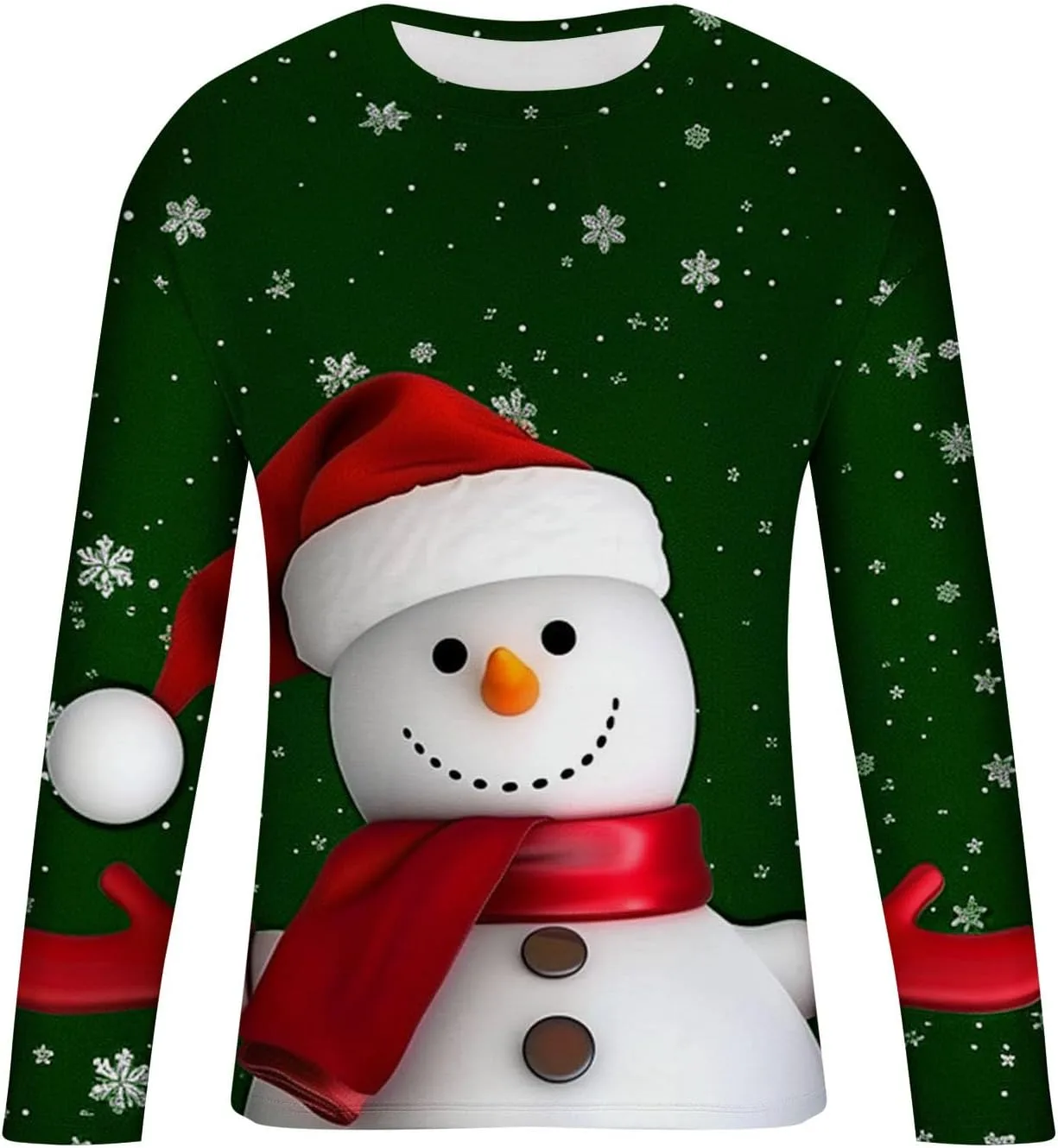 Мужская футболка с забавным снеговиком на Рождество, Long Sleeve Crewneck — фото 3