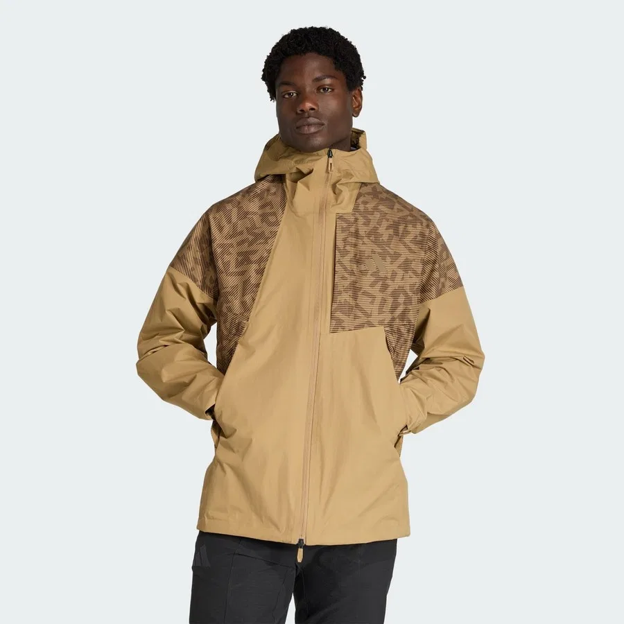 Мужская куртка-дождевик с капюшоном Terrex Xperior 2.5 Layer Hybrid PRIMEKNIT CLIMAPROOF adidas, Коричневый