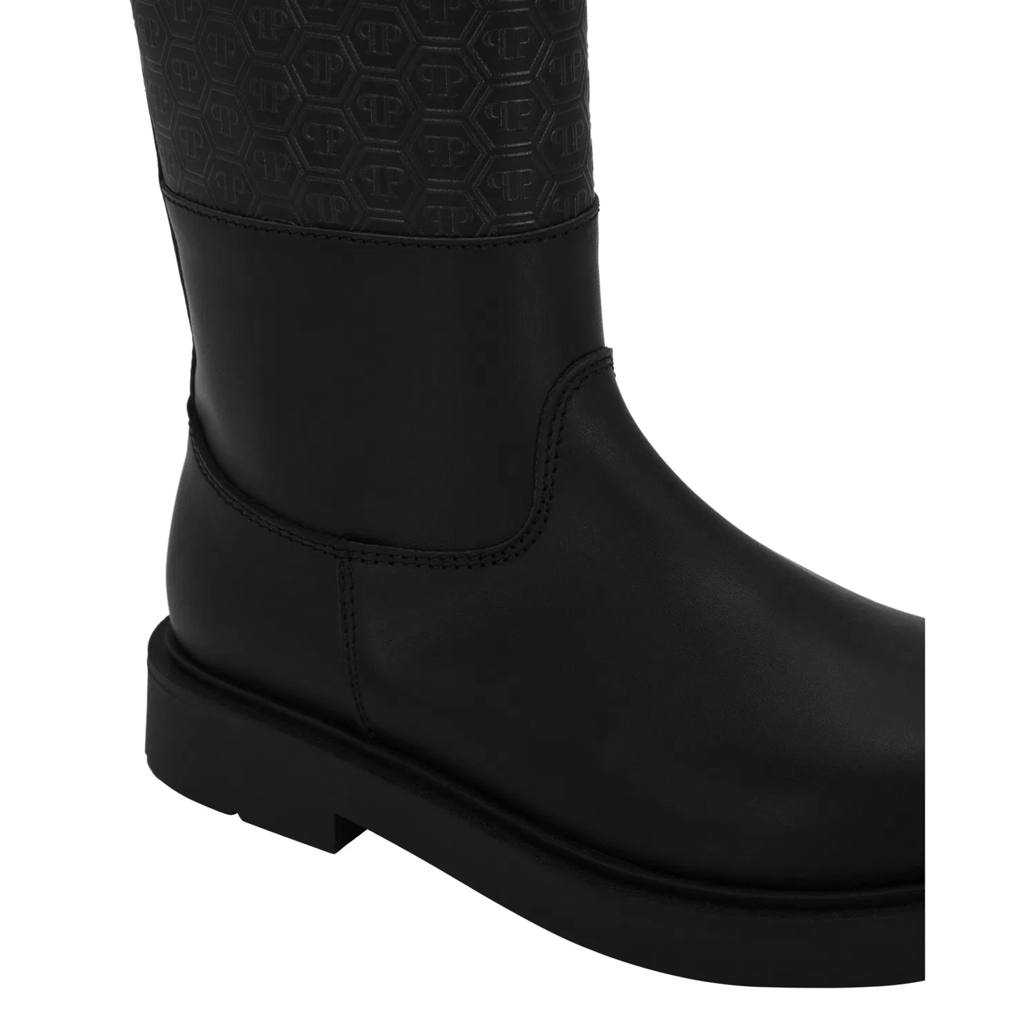 Детские кожаные низкие ботинки Monogram Philipp Plein, Black — фото 2
