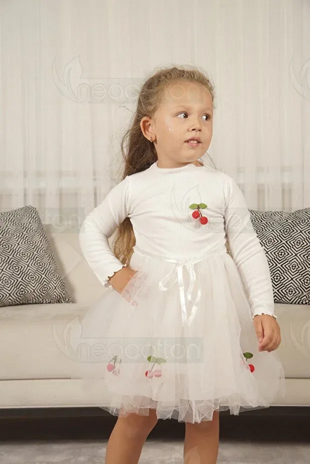 Детское платье для девочек хлопковое Neocotton, Long White — фото 4