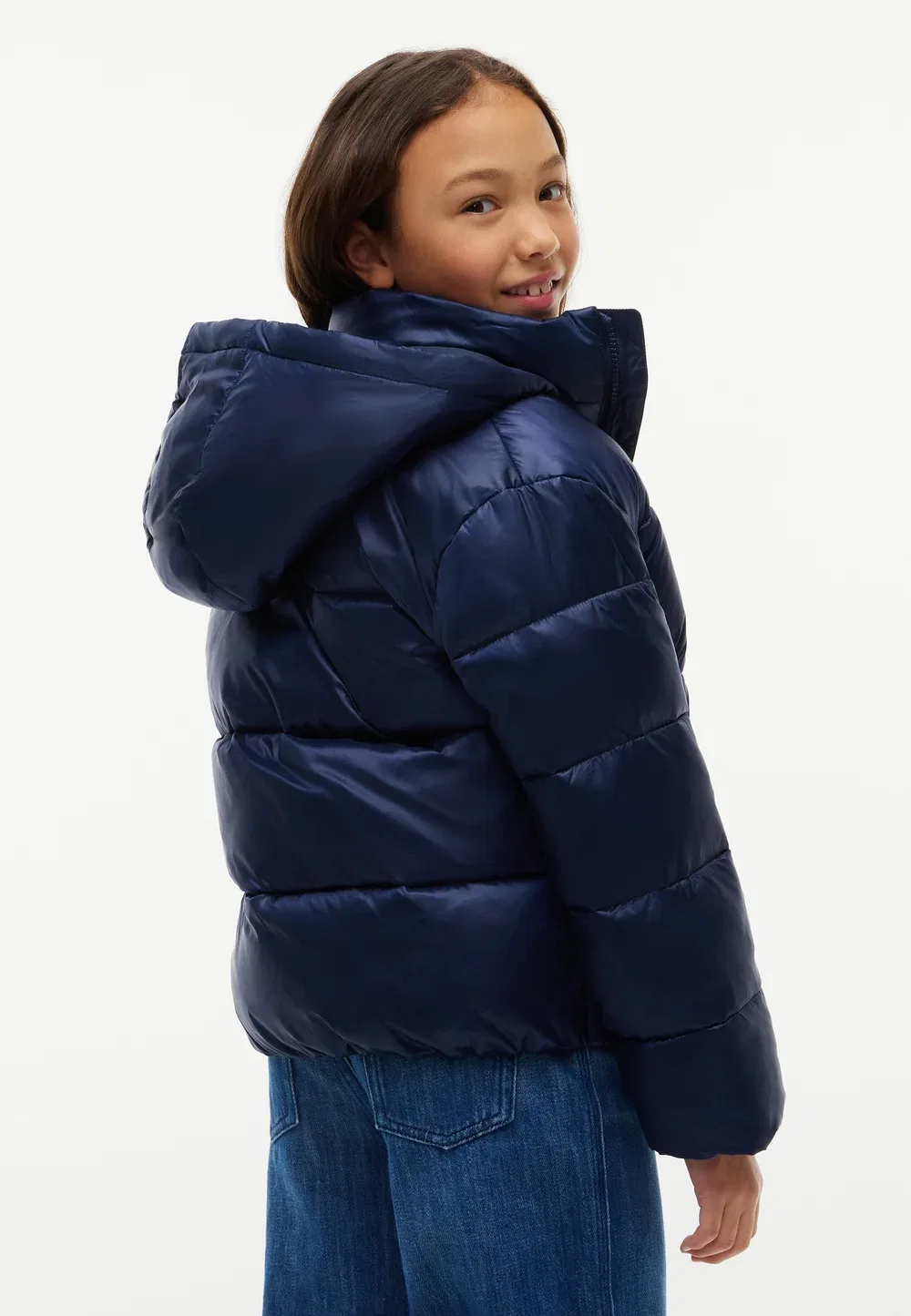 Блестящая пуховая куртка с капюшоном, унисекс - зимняя куртка Tommy Hilfiger, Dark Blue — фото 3