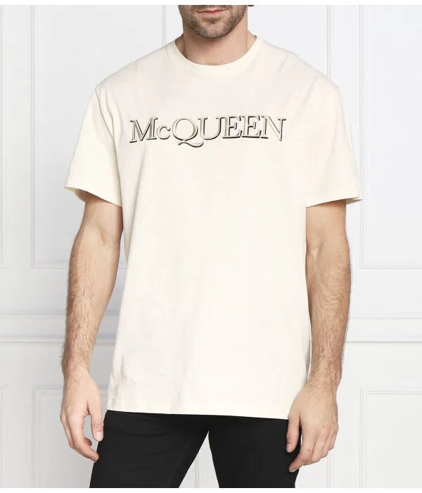 Мужская футболка с логотипом Alexander McQueen, Crema