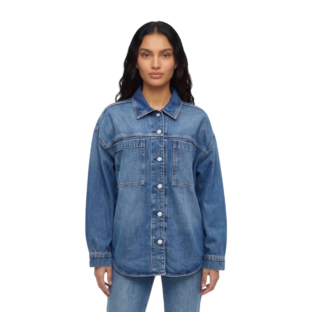 Женская джинсовая куртка GAP DNM Shacket — MED, средне-синий