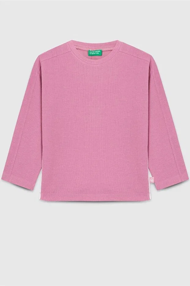 Детское платье-свитшот для девочек с принтом Benetton, Dried Rose