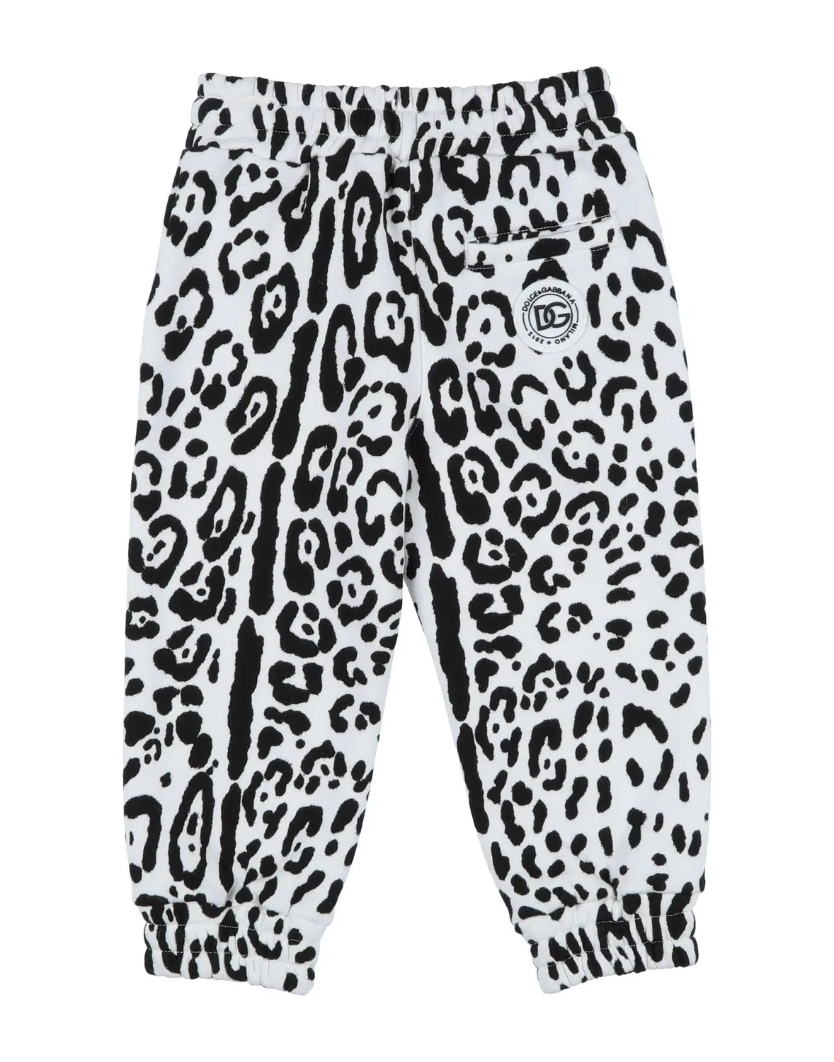 Детские спортивные штаны из флиса с принтом Leopard Print Dolce&Gabbana, белый — фото 2