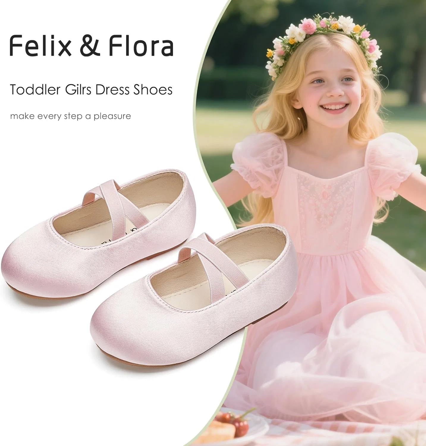 Детские туфли для девочек балетки Мэри Джейн Felix & Flora, Light Pink — фото 4