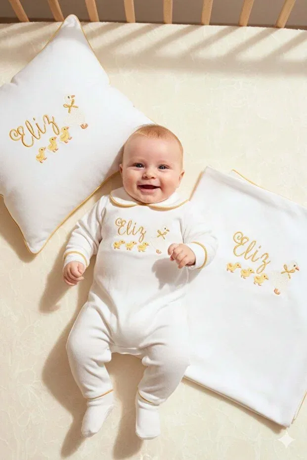 Детский комплект для новорожденных хлопковый Chick Embroidery Personalized Babiesfirst, White — фото 2