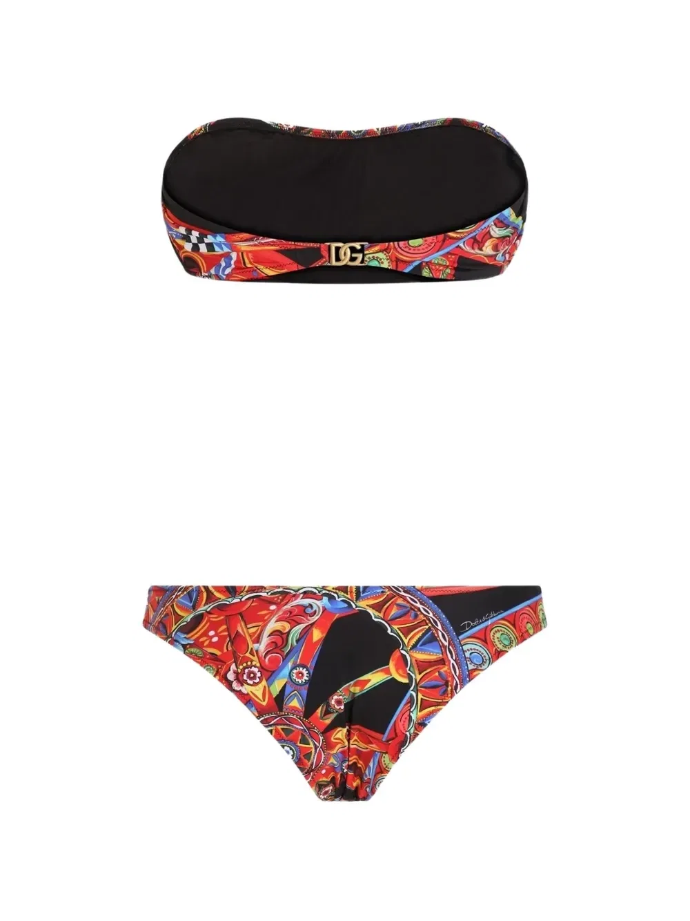 Бикини с лифом-бандо и принтом Carretto Dolce & Gabbana, черный — фото 2
